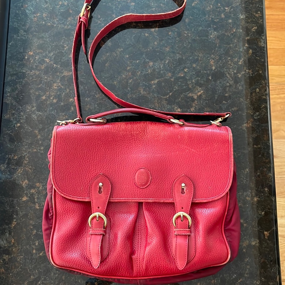 Mark Cross leather pebbled, leather flap shoulder bag.